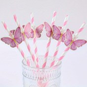Resim 12 Adet Whimsy Wings Kelebek Kağıt Pipetleri, Düğünler, Gelin ve Bebek Duşları, Doğum Günleri İçin Çok Amaçlı Parti Malzemeleri - Etkinlikler ve Kutlamalar İçin Dekoratif İçme Pipetleri 