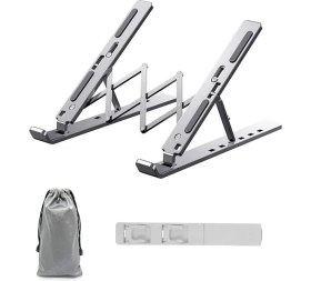Resim Notebook Standı 2in1 Katlanabilir Taşınabilir Folding Alüminyum Dizüstü Bilgisayar Standı Telefon Standlı 13 Kademeli 