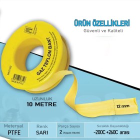 Resim Keneth 5 Adet 10 Metre Doğalgaz Teflon Bant (Güvenliğiniz Için Yüksek Kalite Ptfe) 