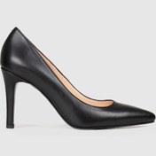 Resim Hakiki Deri Siyah Kadın İnce Topuklu Stiletto 