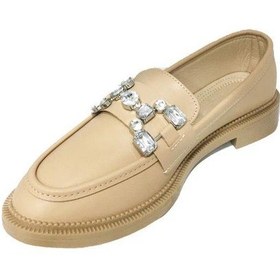 Resim Comfort Shoes 233 Deri Trend Fashion Taşlı Kadın Babet Bej 