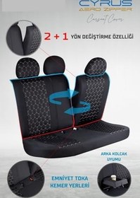 Resim Fresh Start Mazda 3.23 Uyumlu Deri Detaylı Oto Koltuk Kılıfı Ön Arka Set Cyrus Model Siyah Beyaz Fs 