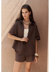 Resim Mai Collection Mai Studios Co. Corfu Kahve Gömlek Şort Takım Kahve 