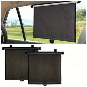 Resim Dashanshop 2 Adet Katlanır Araç Yan Cam Güneşlik Siyah Izgara Düz Dokuma Dayanıklı Pvc Kolay Kurulum 