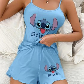 Resim Stitch Baskılı Kadın Pijama Atlet Takımı 