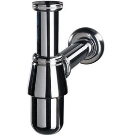 Resim Krom Lavabo Sifonu Taslı L Sifon Gri 