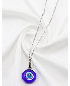 Resim Paslanmaz Çelik Gümüş Renk El Yapımı Cam Nazar Boncuklu Çelik Kol Çok Renkli 