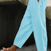 Resim Kadınlar için Parlak Yeşil Geniş Bacaklı Pantolon - Rahat Capri Uzunluğu, Elastik Bel Bandı ile İp, Hafif Polyester Kumaş, Yaz Gezileri için Mükemmel, Yaz Kıyafeti Pantolon | Rahat Kesim Pantolon | Pürüzsüz Dokulu Pantolon 