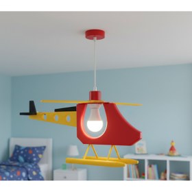 Resim Kendal KDF001H ÇOCUK ODASI HELİKOPTER SARKIT AVİZE — RENKLİ TASARIM / E27 DUY - KIRMIZI 