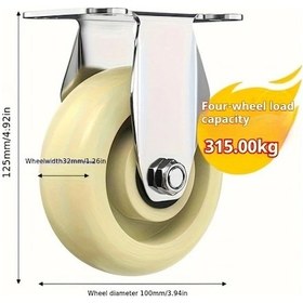 Resim Dashanshop 2 Adet 4 Inç Endüstriyel Pp Nylon Sabit Tekerlek Seti Yüksek Kapasiteli 