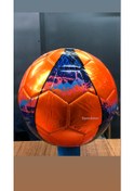 Resim Parlak Dikişli Futbol Topu 5 Numara + Şişirme Pompası Li Turuncu Diğer