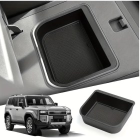 Resim Hightower Siyah Konsol Soğutucu Organizer Rx Gx 550 2024 2025 Toyota Land Cruiser Prado 250 Araç Kolçak Saklama Kutusu Abs Tepsi 