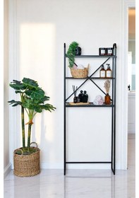 Resim Metal 3 Raflı Banyo Rafı Çamaşır Makinesi Üstü Dekoratif Raf Siyah 