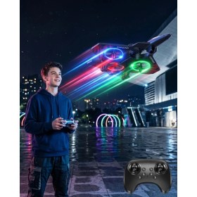 Resim Rivera Tech Rvrthc LED Işıklı Fighter Jet Tasarımlı Drone Uzaktan Kumandalı Akrobatik Oyuncak Uçak 