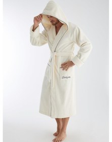 Resim Racing Speed Nakış Triga Bukle Bambu Cotton Erkek Bornoz Krem 