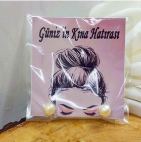 Resim Hayaller Dükkanı 30 Adet Inci Küpe Kişiye Özel Baskılı Söz Nişan Nikah Kına Hediyesi, - 