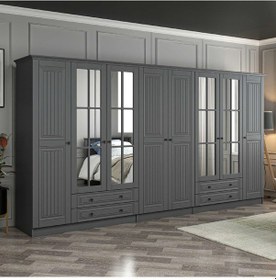 Resim Kale 8 Kapaklı 4ç Taçlı Dolap Mebran İlkbahar Antrasit 210cm Antrasit 