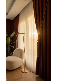 Resim Kiremit Renk Kadifemsi Ada Fon Perde 1/2,5 Orta Pileli V-37 Kiremit 