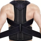 Resim Yetişkin Duruş Düzeltici - Görünmez Sırt Desteği Kemer - Siyah Polyester Elyaf - Ayarlanabilir Üst Sırt Diklik - Omuz Askıları ve Bel Desteği - Rahat Nefes Alabilir Tasarım - Duruşu İyileştirin - Günlük Giyim Kolu - Ergonomik Tasarım - Nefes Alabilir Polyester - Sırt Desteği 