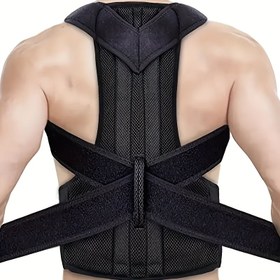 Resim Yetişkin Duruş Düzeltici - Görünmez Sırt Desteği Kemer - Siyah Polyester Elyaf - Ayarlanabilir Üst Sırt Diklik - Omuz Askıları ve Bel Desteği - Rahat Nefes Alabilir Tasarım - Duruşu İyileştirin - Günlük Giyim Kolu - Ergonomik Tasarım - Nefes Alabilir Polyester - Sırt Desteği 