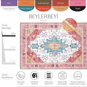 Resim Cool Halı Beylerbeyi By 837 Pembe Halı Etnik Desenli Otantik Ev Salon Halısı Yıkanabilir Şönil Halı 