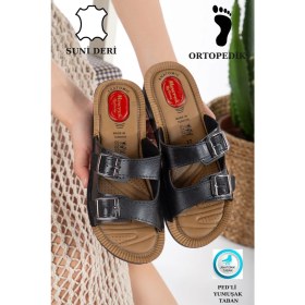 Resim Slipcat Kadın Ultra Yumuşak Soft Taban Dolgu Topuk Ortopedik İçi Pedli Günlük Anne Terliği 