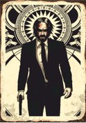 Resim John Wick Silüet Temalı Ahşap Retro Poster Tablo 