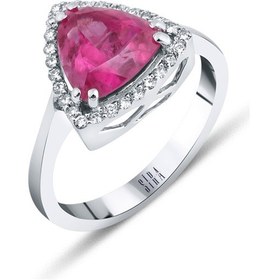 Resim Siramücevherat Pembe Turmalin Yüzük - Beyaz Altın 