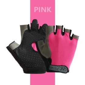 Resim Liangduo Shop Pembe Tarzı L Boyutu Profesyonel Spor Salonu Spor Nefes Kaymaz Kadın Erkek Yarım Parmak Yaz Balıkçılık Bisiklet Parmaksız Eldiven Kadın Bisiklet Bisiklet (Yurt Dışından) 