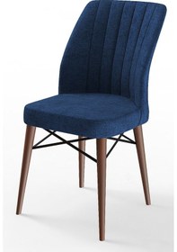Resim Canisa Concept Flex Serisi 1 Adet Gürgen Ceviz Ayaklı Lacivert Sandalye Lajivert / Ceviz Ayaklı 