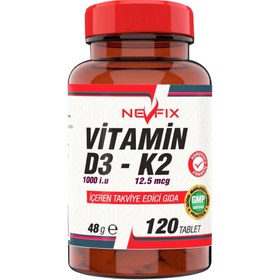 Resim Nevfix Vitamin D3 1000 Iu Vitamin K2 12.5 Mcg 120 Tablet 