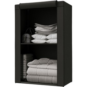 Resim FİENSA Özel Tasarım Güçlendirilmiş Çelik Yapım Raflı Yorgan Hurcu, Yüklük, Gri Renk Bez Dolap 