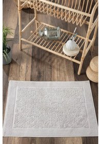 Resim Damask Desenli Ayak Havlusu 1 Adet - 60x100 Cm Yumuşak Banyo Paspası- %100 Pamuk Grı Gri 