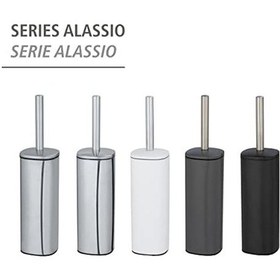 Resim Alassio Tuvalet Fırçası Tutucusu, Beyaz, Metal, 39,2 X 9,3 X 9,3 Cm Açık Ahşap 