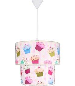 Resim ŞENAY AYDINLATMA Çocuk Odası Ikili Silindir Kumaş Sarkıt-pembe Cupcake 