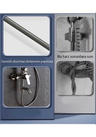 Resim Yeni Duş Seti Patlamaz Hortumlu Kireç Önleyici Özellikli Siyah 