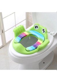 Resim Kurbağa Model Çocuk-bebek Yanlardan Tutmalı Yumuşak Süngerli Klozet Kapağı Adaptörü Yeşil Çok Renkli 