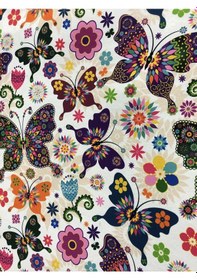 Resim Enesar Home Butterfly Renkli Kelebek Desenli Kumaş Kırlentlik Döşemelik Kumaş Dijital Baskı 100 x 140 cm 