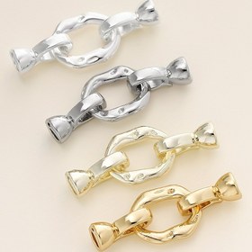 Resim 4 adet 14/18K Altın Kaplama Pirinç Kalp Bowknot Bağlantı Elemanları Kapatma Kilidi Bağlantı Elemanı Clasps DIY İğne İşleri İnci Takı Yapımı için 