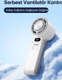 Resim Qifit 3600mAh USB Sarjli El Tipi Vantilator – Ice Cool Teknoloji, 100 Kademeli Hız, Cift Etkili Soğutma 