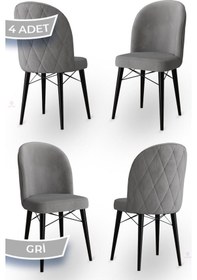 Resim Canisa Bika Serisi 4 Adet Gri Mutfak Sandalyesi Siyah Gürgen Ayaklı 1. Sınıf Babyface Kumaş Sandalye Gri Ayaklar Siyah 