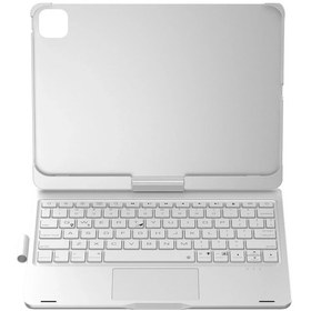 Resim Gld-spt- Newface Apple Uyumlu iPad Pro 11 2024 F11 Ats Kılıf Magic Dönen Klavyeli Tablet Kılıf - Gümüş 