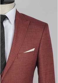 Resim Jan Carlucci Yelekli Slimfit Drop 6 Takım Elbise (550421564) Bordo 