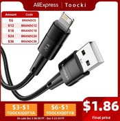 Resim Toocki Usb Kablosu İphone 14 13 12 11 Pro Max Xs X 8 7 Artı Veri Kablosu 2.4a Hızlı Şarj Kabloları İphone Usb Yıldırım Kablosu - 