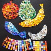 Resim 600 adet Parıldayan Kristal Cam Mozaik Karo, Damalı Desen, El Yapımı DIY Sanat Malzemeleri, El Sanatları ve Mozaikler için Parıltılı Cam Dekoratif Parçalar 