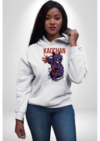 Resim Kasuki Bakugo Anime Kadın Erkek Beyaz Kapüşonlu Sweatshirt Hoodie Beyaz 