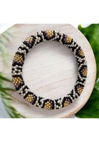 Resim Unisex Etnik Desenli El Yapımı Boncuk Bileklik Gold Detaylı Altın - Beyaz - Siyah 