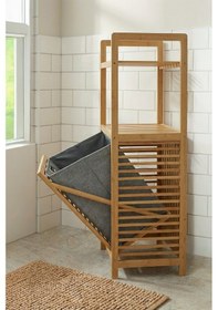 Resim Mien Bambu Dikey Çamaşır Sepeti Raflı Çamaşır Sepeti 40x30x95 Cm Bambu 