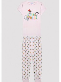 Resim Powerpuff Girs Kız Çocuk Kısa Kollu Pijama Takımı Pudra 