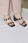 Resim ATA SHOES Şeffaf Kadın Topuklu Terlik Yuvarlak Siyah 